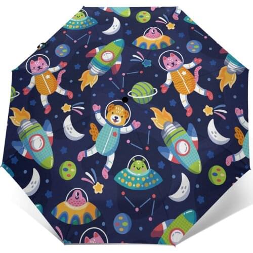 Automatic Umbrella Colorful Galaxy Animals three-fold umbrella women men rain umbrella