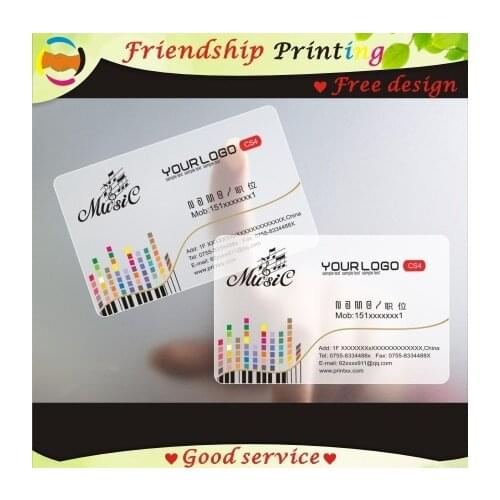 Free shipping Plastic transparent PVC business card one faced printing-clear card matte faces 0.36mm