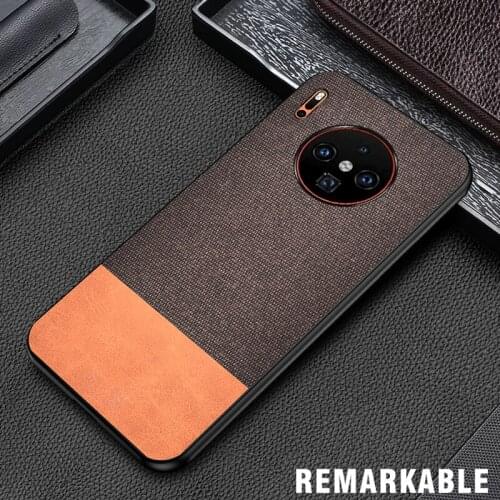 IKrsses For Huawei Mate 30 Pro PU Simple Cloth Hard Backshell Soft Border Case For Huawei Mate 30 Anti-fall All-inclusive Cover