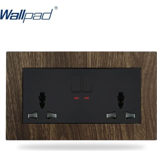 Wood Universal Switched Socket Wallpad Aluminium Satin Metal 13A UK Multi Function Universal LED Socket with Switch 110V-240V