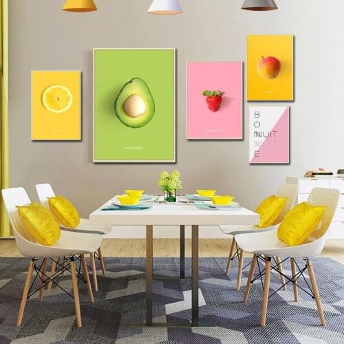 Food Green Fruits Lemon Strawberry Mango Wall Modular Pictures Canvas Painting Poster and Paint For Home Living Room