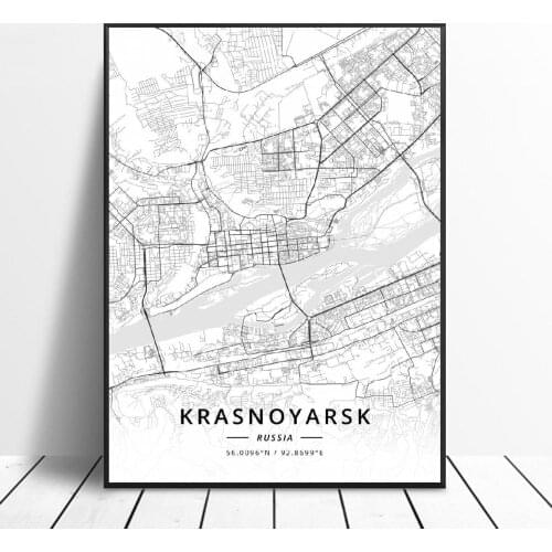 Hd print Chelyabinsk Moscow Novosibirsk Krasnoyarsk NIzhny Novgorod Kazan Russia Canvas Art Map Poster frame