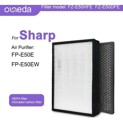 2 PCS Kit Sharp Air Purifier Filter FP-E50E FP-E50TA Carbon Filter Indoor FZ-E50DFE Hepa Filter FZ-E50HFE Low Frequency Filter