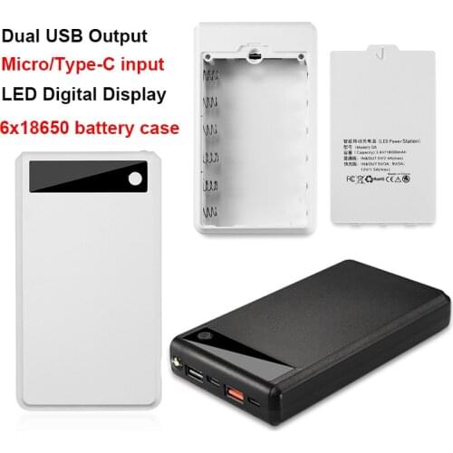 Welding Free 6*18650 Battery Storage Box Dual USB Power Bank Shell DIY Case 18650 Battery Holder Box PD QC3.0 Quick Charge