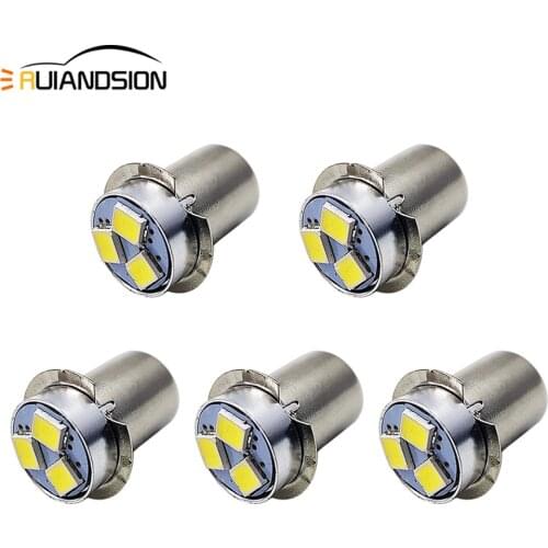 RUIANDSION 5Pcs AC3V P13.5S 0.3W Electricity Saved Torch Bulb Flashlight Replace LED White 6000K For 2 Cells 2D Maglite 150Lm