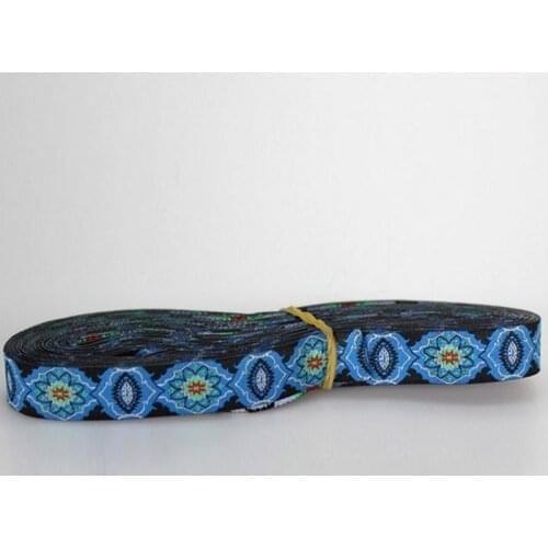 Lshangnn 5/8"16mm 100% Polyester Blue beautiful flowers Handmade Accessories Laciness Woven Jacquard Ribbon For DIY Dog Colla