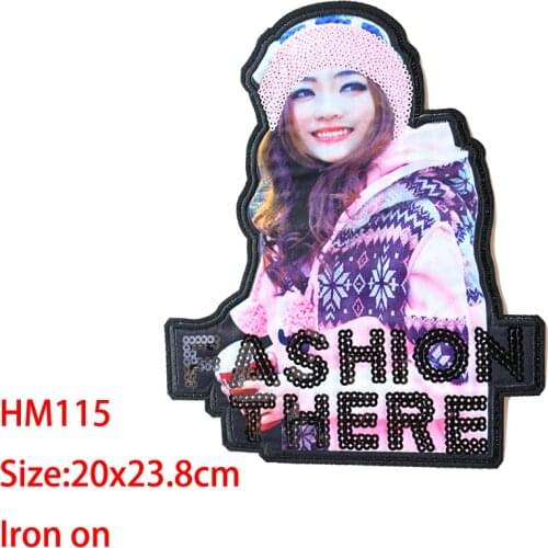 Cartoon Decorative Patch Fashion Girl Sequins icon Embroidered Applique Patches For DIY Iron on Badges Stickers on backpack