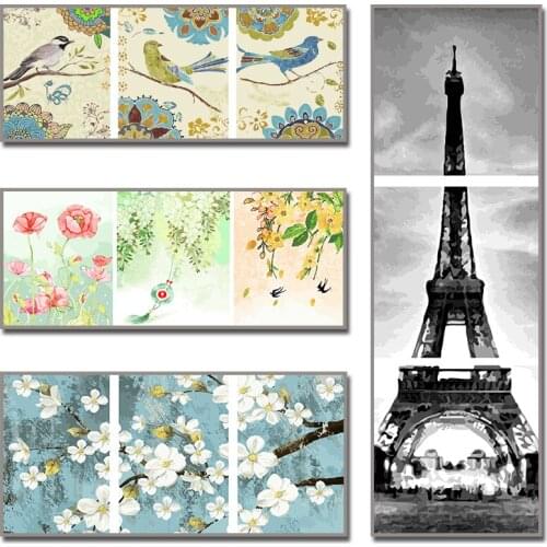 DIY Oil Painting by Numbers Flower Triptych Pictures room decoration Animal Landscape Abstract pictures by numbers Home Decor