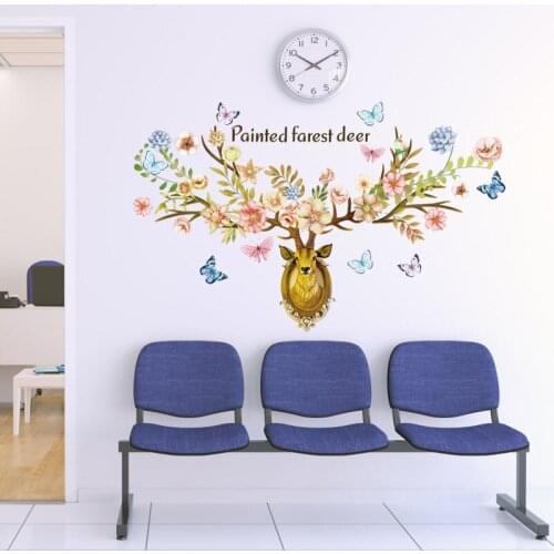 PVC removable Waterproof New davids deer pastoral style wall sticker for bedroom Living Room wedding party backdrop decoration