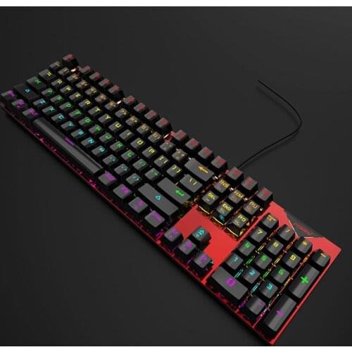 Real Mechanical Gaming Keyboard Office Waterproof USB Wired Metal Panel RGB Full Size 104 Keys For Computer PC Laptop Blue Axis