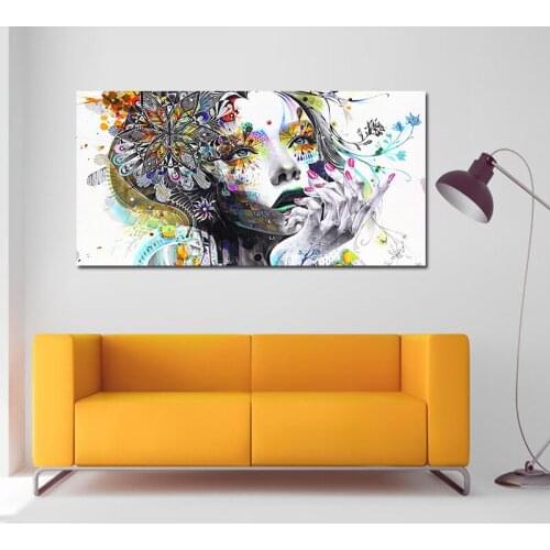 Unfraimed Fashion Wall Art Canvas Painting Modern Women Face Picture Figures Oil Painting On Canvas Abstract For Home Wall Decor