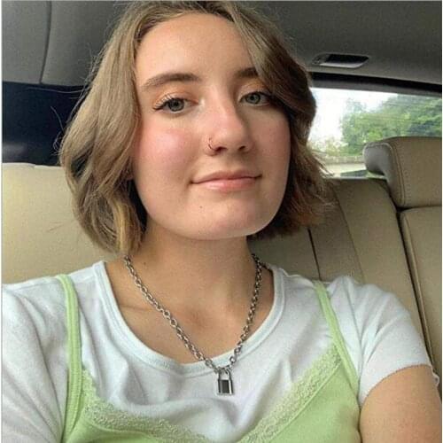 Punk PadLock Pendant Necklaces Lock Simple Gold/Silver Color Necklace Clavicle chain Neckless Jewelry Gifts For Women friends