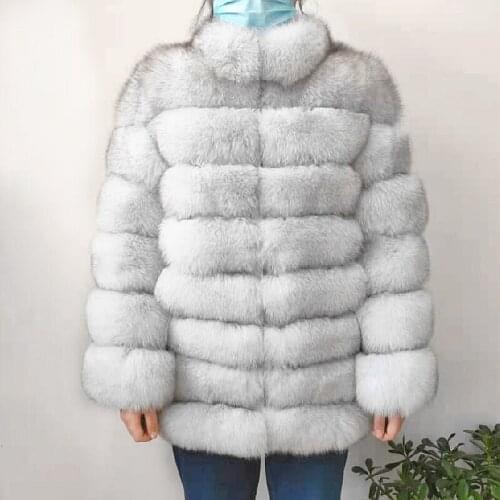 Natural fur woman long fur coat Real fox fur women Real fur jacket winter jacket with fur vest Fox fur coat