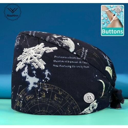Scrub unisex pet shop Cotton work cap dust cap beauty cap breathable print scrub adjustable new Baotou cap nursing cap wholesale