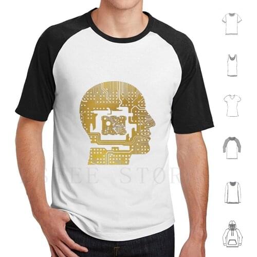 Circuit Man Head With Chip T Shirt Print Cotton Circuit Man Head With Chip Computer Science Electronic Motherboard Science Wall