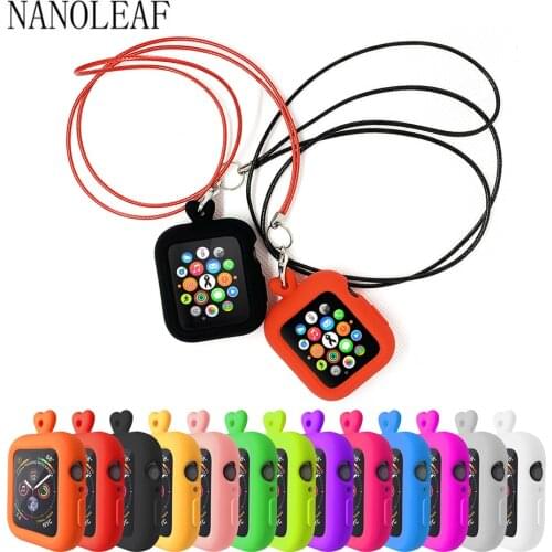 Silicone Cover for Apple Watch Case 40mm 42mm 44mm Necklace Pendant for iWatch Series 6 5 4 3 2 1 SE Shockproof Protective Shell