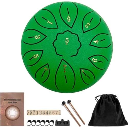 Steel Tongue Drum, 11 Notes 6 Inches Tank Drum C-Key,Percussion Instrument Kit with Drum Mallets Note Stickers for Yoga Dropship