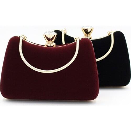 Womens Handbag Clutches Fashion Temperament Velour Evening Bag Wedding Party Clutch Purse Females Black Red Bag Shoulder Bags