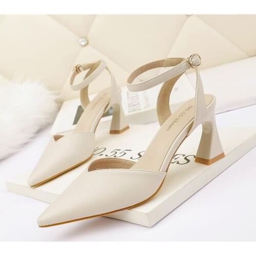 Autumn Shallow Mouth Pumps Sexy Pointed Toe Back Buckle High Heels Pumps Summer Sandals Women Shoes Zapatos De Mujer