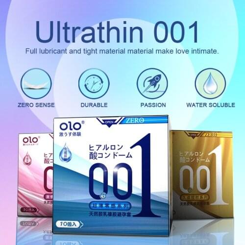 Ultrathin 001Lasting Condom Hyaluronic Acid Delayed Safety Natural Latex Rubber Contraception Toys Adult Sex Products