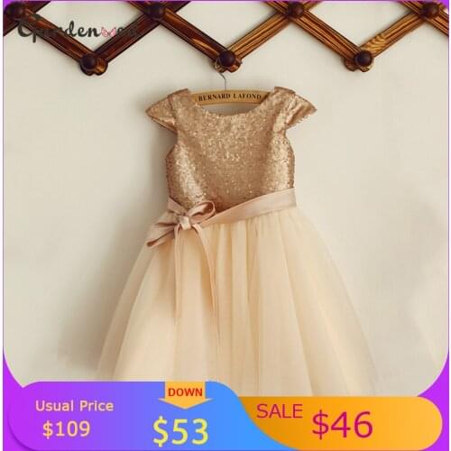 Vintage Top Glitter First Communion Dress Tulle Skirt Kid Flower Girl Dresses Satin Bow Sashes Kids Prom Dresses Girls Ball Gown
