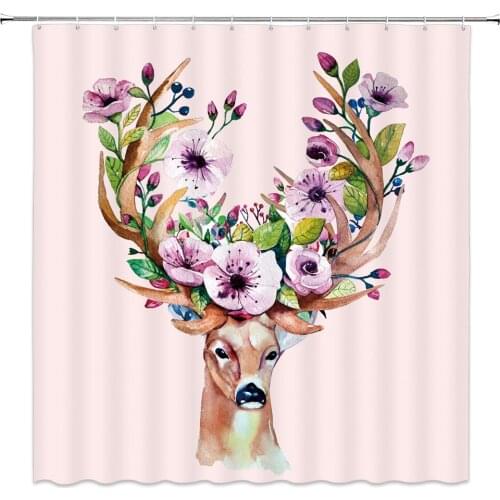 Deer Shower Curtain Bathroom Waterproof Polyester Cloth Eco-Friendly Shower Curtain 150*180cm & 180*180cm Home Decoration