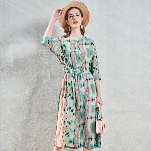 Retro silk floral maxi dress women 2020 summer long work boho beach office sexy party luxury dresses plus size loose waist