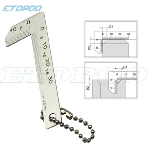 0-15mm Chamfer gauge Chamfer ruler Graduation 0.5mm Stainless Steel thickness gauge 90 degree Right angle esquadro