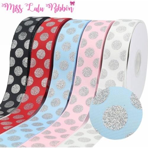 1-1/2"38mm 50 Yards Silver Big Dot Printing Ribbon Sewing Supplies DIY Bow Material Handmade Decoration Accessories