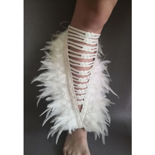 1 Pair Carnival Triangle Rooster feather hand cuff and wrist cuff Leg Piece Ankle Cuff