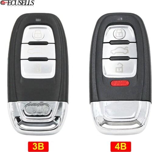 3/4 Button Remote Smart Car Key Shell Case Housing Cover Fob for Audi A3 A4 A5 A6 A7 A8 Q5 S4 S5 S6 with Uncut Blade