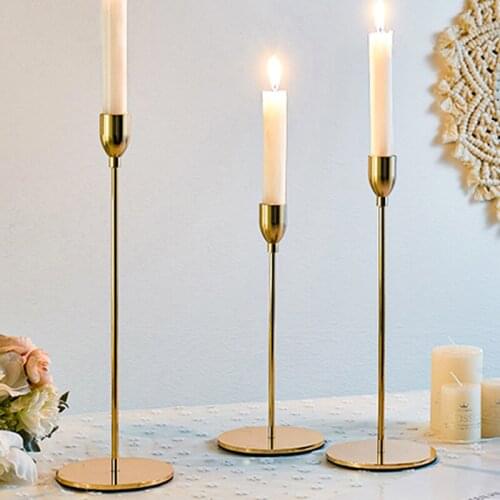 3-piece Metal Candle Holder Nordic Candle Holder Golden Wedding Candle Holder Bar Party Living Room Dining Table Candle Holder