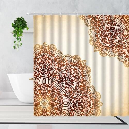 3D Mandala Flower Shower Curtain Bohemian Ethnic Style Bathroom Decoration Waterproof Bath Curtains Home Decor Background Cloth