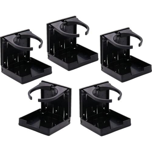 5x Adjustable BLACK Drink Bottle Holder with Fixings for Marine Car Truck