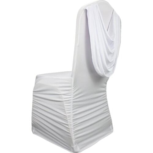 White Banquet Ruched Chair Covers Spandex Lycra Universal Ruffled Chair Slipcovers Wedding Decoration