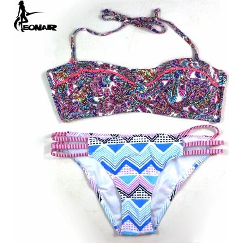 2016 Push Up Bikinis New Stylish Lady Womens Swimsuit Push-Up Sexy Bikini Set Print Swimwear Bandage Swimsuit Bathing Suit