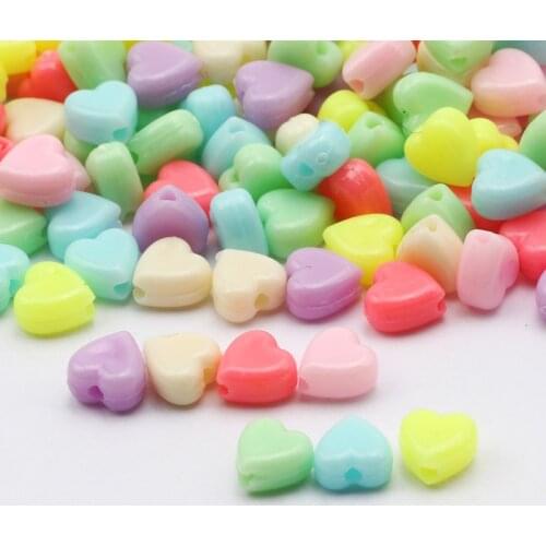 200pcs 6mm Mixed Color Heart Shaped Acrylic Spacer Beads For Jewelry Making Handmade Necklace Bracelet Accessory