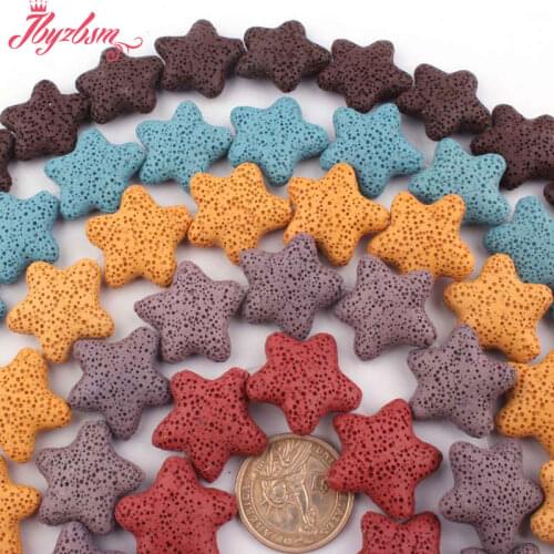 25mm Natural Star Shape Lava Rock Volcanic Gem Stone Beads Strand 14.5" For DIY Women Necklace Bracelats Earrings Jewelry Making