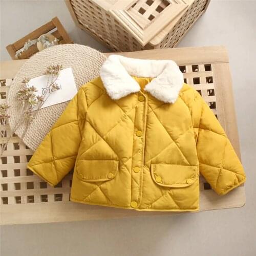 2021 Children Warm Cotton Jackets Fashion Fur Collar Thicken Outwear Boy Girls Winter Coat Korean Style