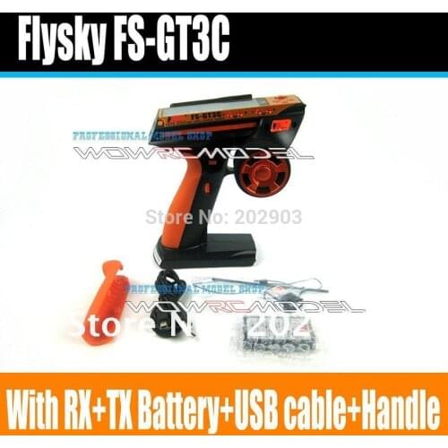 Flysky Newest FS-GT3C GT3C 2.4G 3CH Gun RC Controller /w receiver , TX battery, USB cable, handle --Upgraded FS-GT3B GT3B