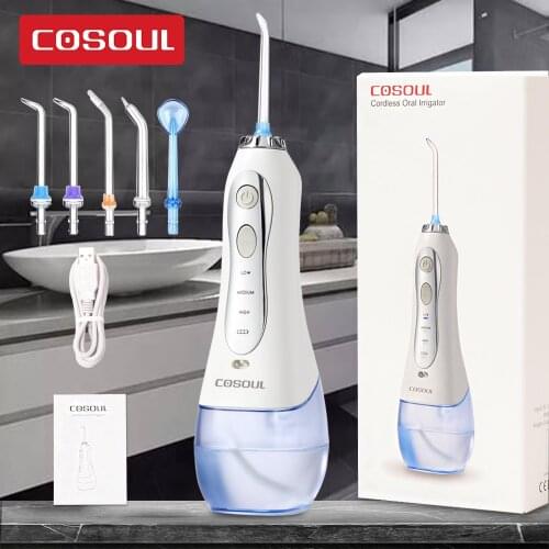 COSOUL Oral Irrigator Dental Water Flosser 300ML Big Capacity Cordless Portable teeth cleaner Professional water jet Home Use