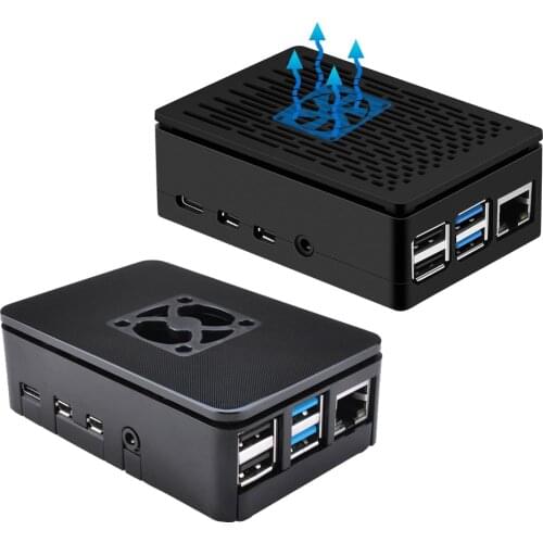 Raspberry Pi 4 ABS Case Box Black Plastic Shell Enclosure With Cooling Fan Aluminum Heat Sink For Pi4 Model B 4B