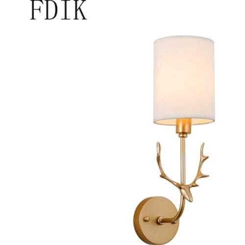 Creative Antlers Wall Lamp Nordic Metal Led Sconces Light Fixtures for Home Corridor Bedroom Modern Decor Cloth Led Luminaire