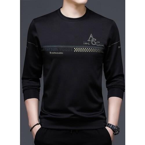 BROWON Autumn New Korean Men Clothes Long Sleeve Sweatshirt Men Casual Fashion Brand Pullover Solid Color Tops for Men M-4XL