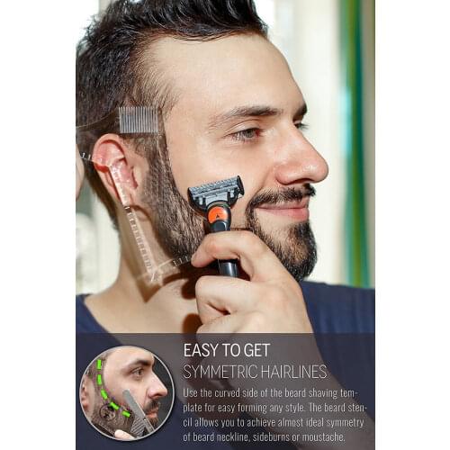 Men Hairdressing Beard Care Transparent appearance moustache moulding comb moulding Shaping Styling Template ruler combs Tool
