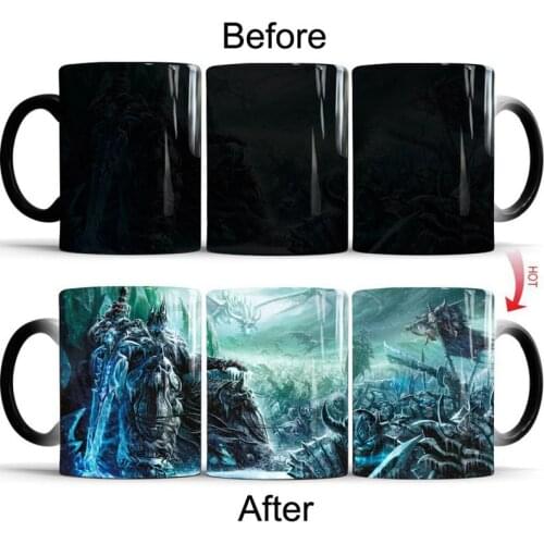 New Death Knight Mug Wow Style Figure Color Changing Mug 350ml Frozen Throne Heat Sensitive Reveal Ceramics Coffee Cup