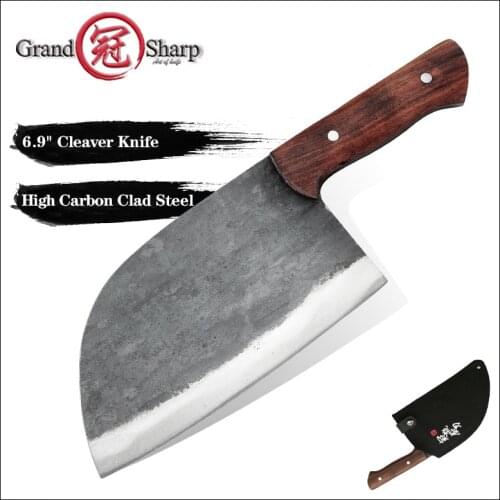 Grandsharp Handmade Chinese Cleaver Chef Knife Manganese Steel ECO Friendly Kitchen Knives Slicing Chopping Cooking Home Tools