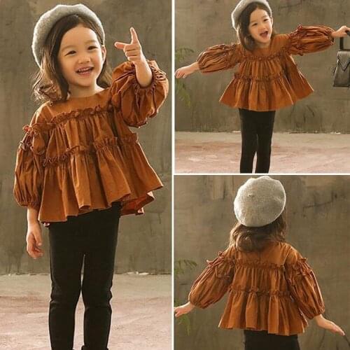 Toddler Kids Baby Girl Pleated Ruffle Solid Shirt Tops Pants Autumn Spring Girls Clothes Outfit Set
