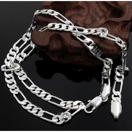 Noble mens classic 6MM geometry chain 925 Sterling Silver Necklace for woman Jewelry fashion party wedding fine Christmas gifts