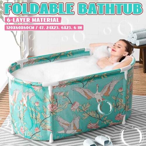 48'' Adults Portable Foldable Bathtub Family Bathtub Childrens Pool Spa Sauna Bathtub Removable Bathtubs Set Water Soaking Tub